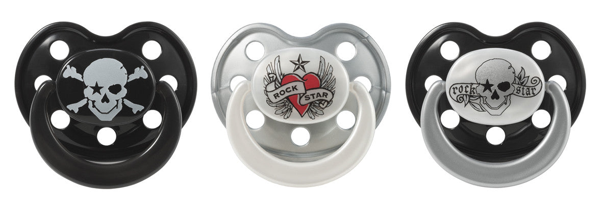 ROCK STAR BABY pacifiers pirate heart & wings